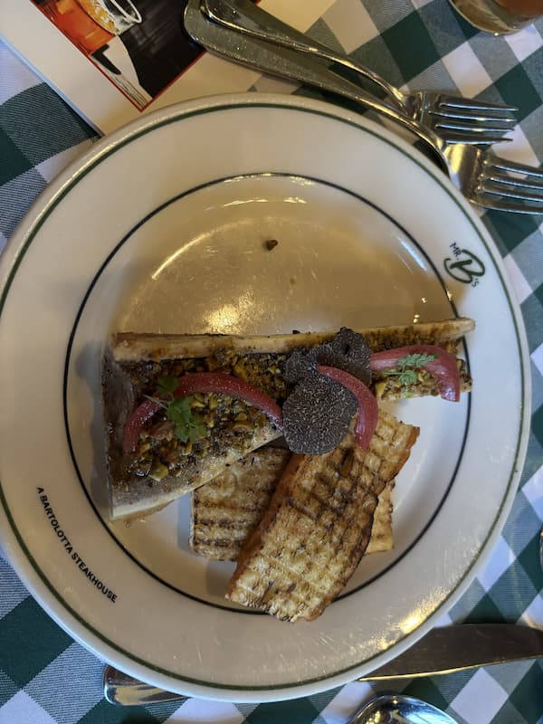 Woodfired Bone Marrow with grilled sourdough and pickled onion