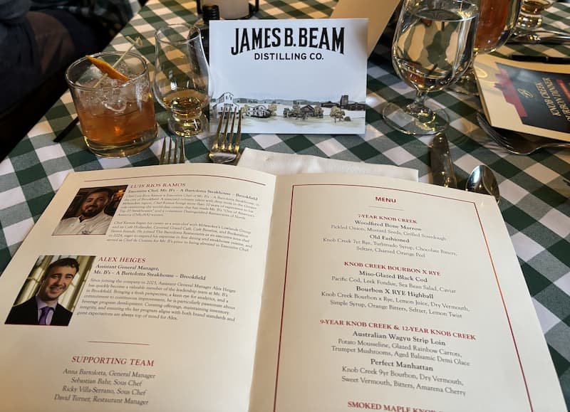 Knob Creek Bourbon Dinner Menu at Mr. B's Steakhouse