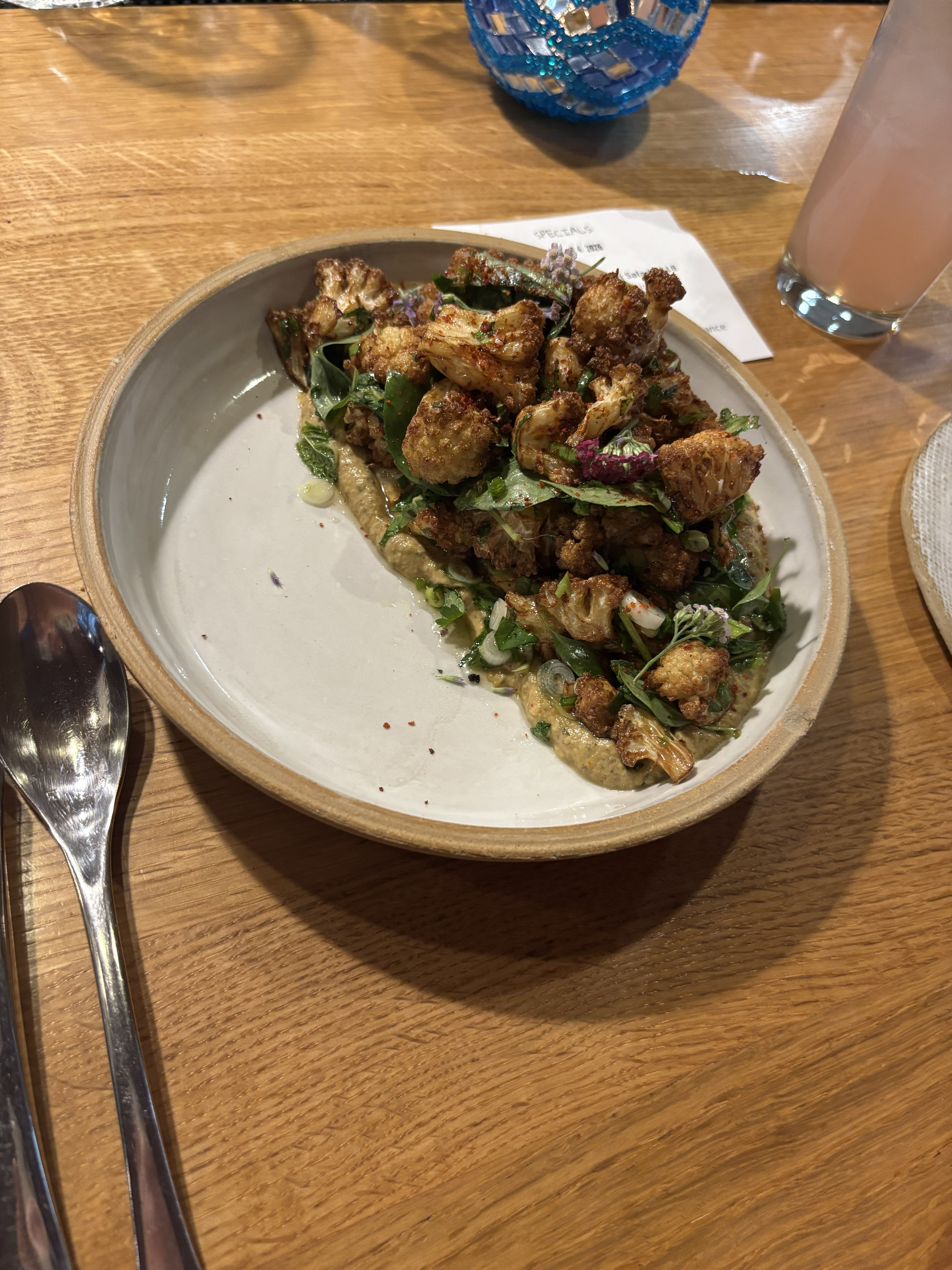 Cauliflower Dish with Greens and Spread